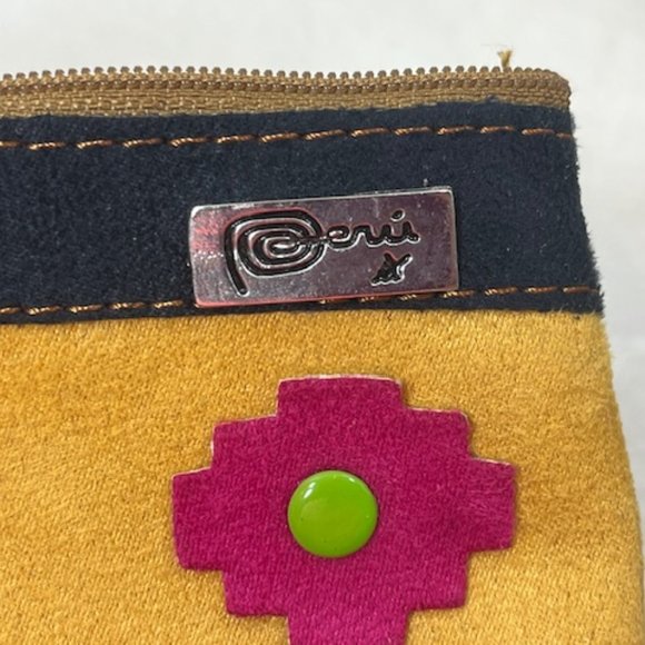 Peruvian Chakana Faux Leather Coin Zip Pouch Purse Incan Designs 4"x3"LIKE NEW - Picture 5 of 7